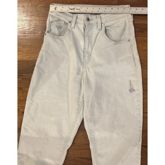 Levi’s Silver Tab Jeans Womens Mom Jean 27/29 Light Wash Lavender Print Flower - Picture 8 of 16